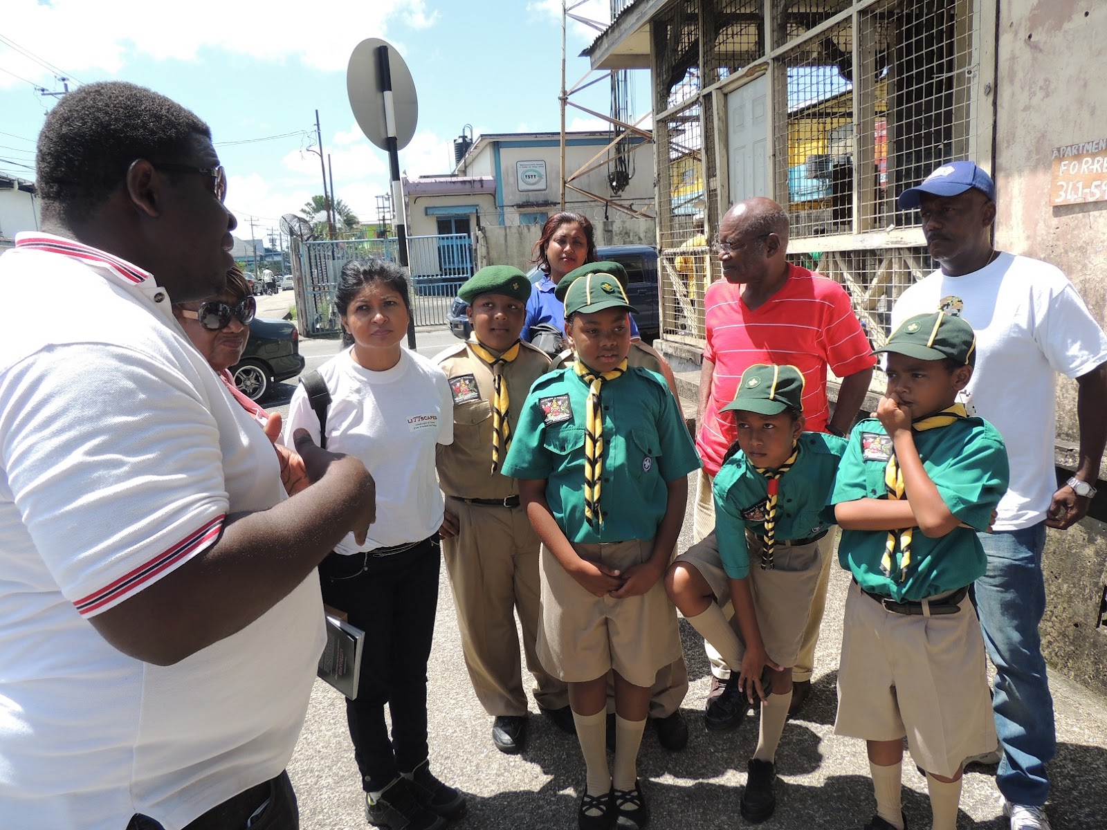 Scouts get LiTTour of their district and Sangre Grande with readings of LiTTscapes Landscapes of Fiction by Dr Kris Rampersad