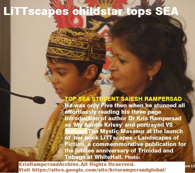 Dr Kris Rampersad and nephew Saiesh Top SEA student at LiTTribute to the Republic inspired by book LiTTscapes Landscapes of Fiction more at www.krisrampersad.com