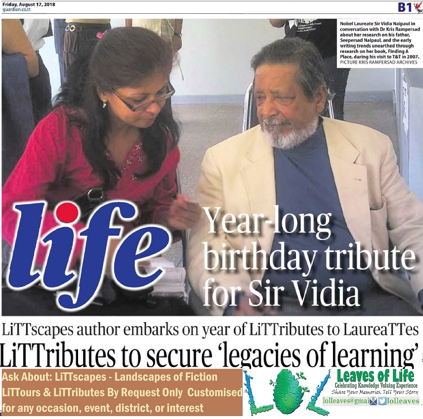 Dr Kris Rampersad tete a tete with Nobel Laureate Sir Vidia Naipaul see LiTTscapes' literary odyssey goes to London