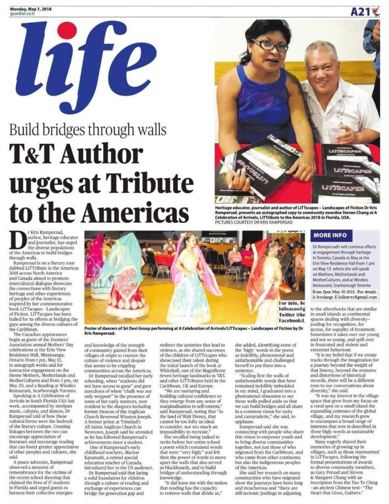 Life Article Guardian LiTTribute to the Americas Dr Kris Rampersad Steven Chang