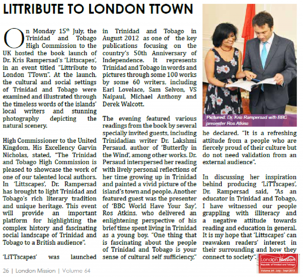 Dr Kris Rampersad LiTTribute to LondonTown featured with BBC Ros Atkins in London High Commission report