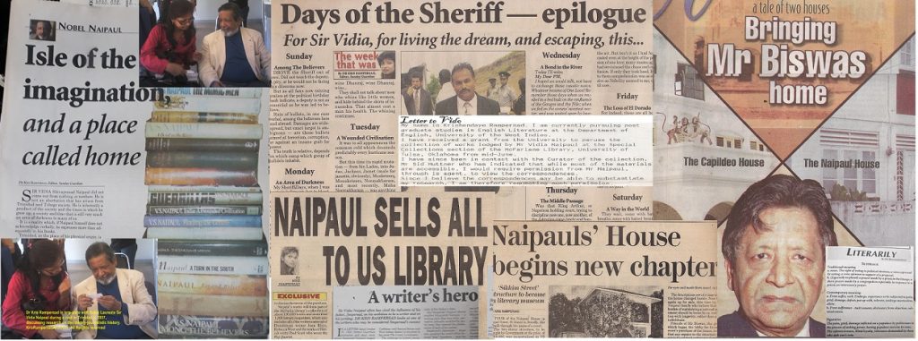 Sir Vidia Naipaul collage of articles by Dr Kris Rampersad