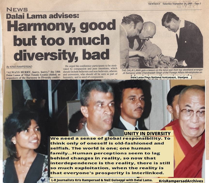 Dalai Lama with members of media in Trinidad Kris Rampersad