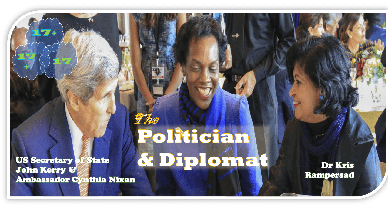 Global Small Island Talks US Secretary of State John Kerry, Ambassador Cynthia Nixon and Dr Kris Rampersad at UNESCO Paris Dr Kris Rampersad