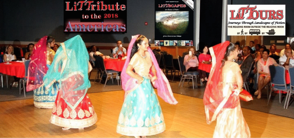 Dancers at i1LiTTribute to the Americas in Florida pay tribute to Arrivals with LiTTscapes author Dr Kris Rampersad