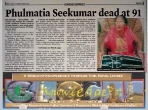 The Nonagenarian Phulmatia Seekumar Ma Express news obituary