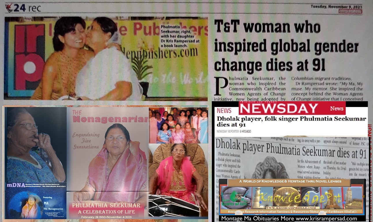 The Nonagenarian change agent Indo Caribbean Bhojpuri folk dholak drummer singer news montage web glocal knowledge pot