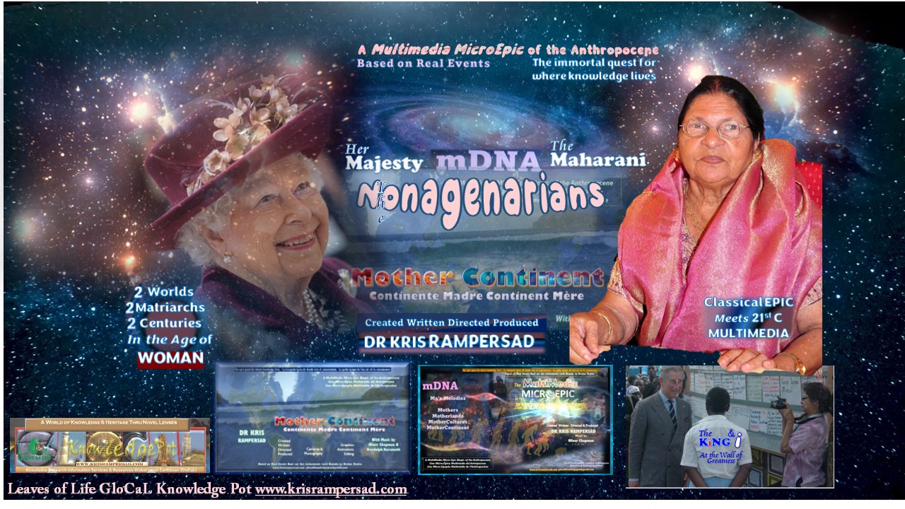 Her Majesty & the Maharani The Nonagenarians mDNA MotherContinent MultiMedia MicroEpic Digital Artistry Dr Kris Rampersad 2 worlds 2 matriarchs across 2 centuries of Commonwealth Colonial History in the Age of Woman