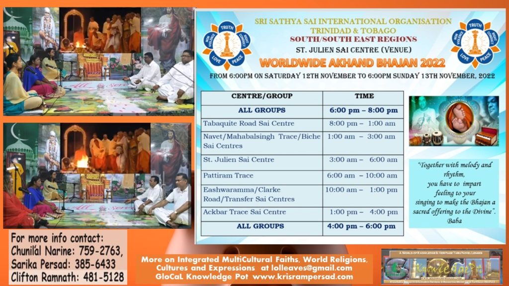 Schedule of singing groups for South Region in Global Akhanda singing