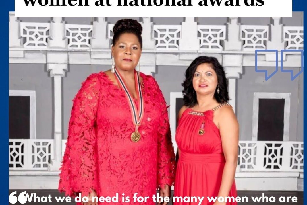 In the News Firt Woman President Paula Mae Weekes and International Development Consultant/Educator, Innovator, Dr Kris Rampersad at National Awards
