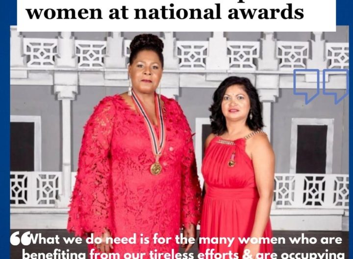In the News Firt Woman President Paula Mae Weekes and International Development Consultant/Educator, Innovator, Dr Kris Rampersad at National Awards
