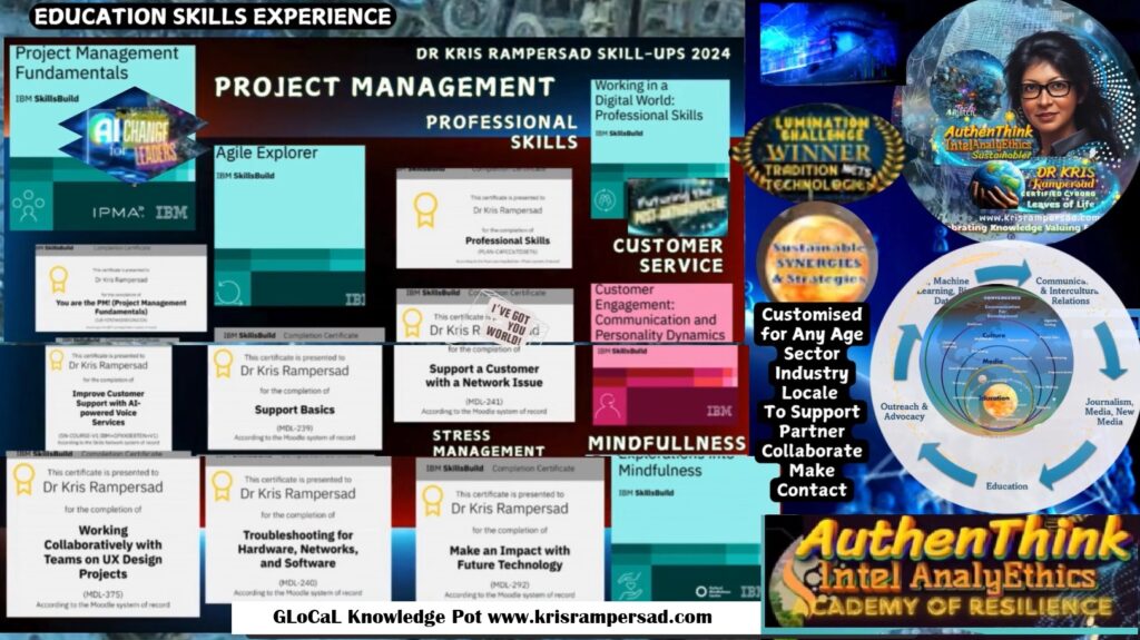 Leadership Project Management, Agile, Management & Operations upskill certificates Dr Kris Rampersad AuthenThink Intel AnalyEthics Gallery of Learning