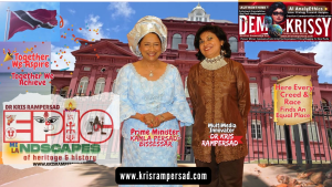 Dr Kris Rampersad with Trinidad and Tobago Prime Minister Kamla Persad Bissessar